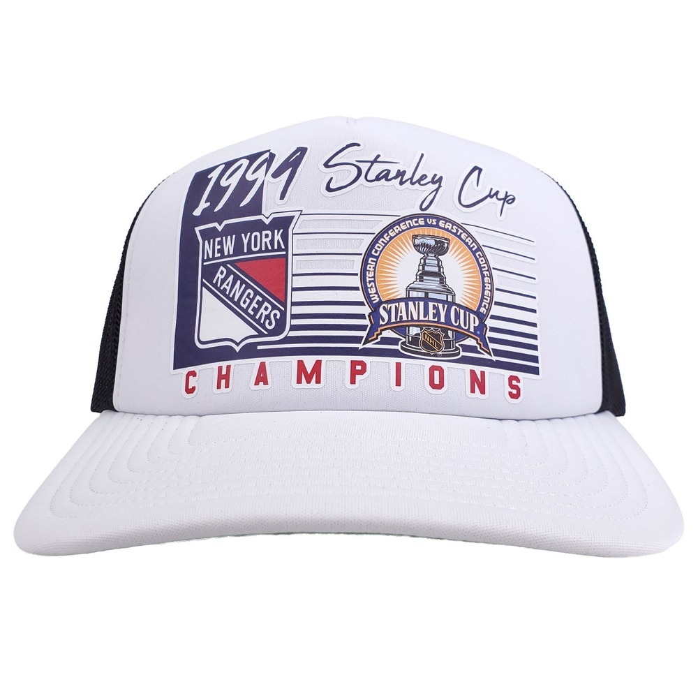 NY Rangers Mitchell & Ness NHL Foam Trucker Hat Cap 1999 Champions Art White New